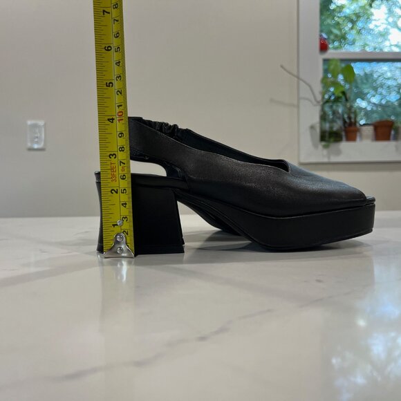 Jeffrey Campbell Extendo Platform Slingback Sandal In Black Leather SIZE 6.5 - Picture 9 of 11
